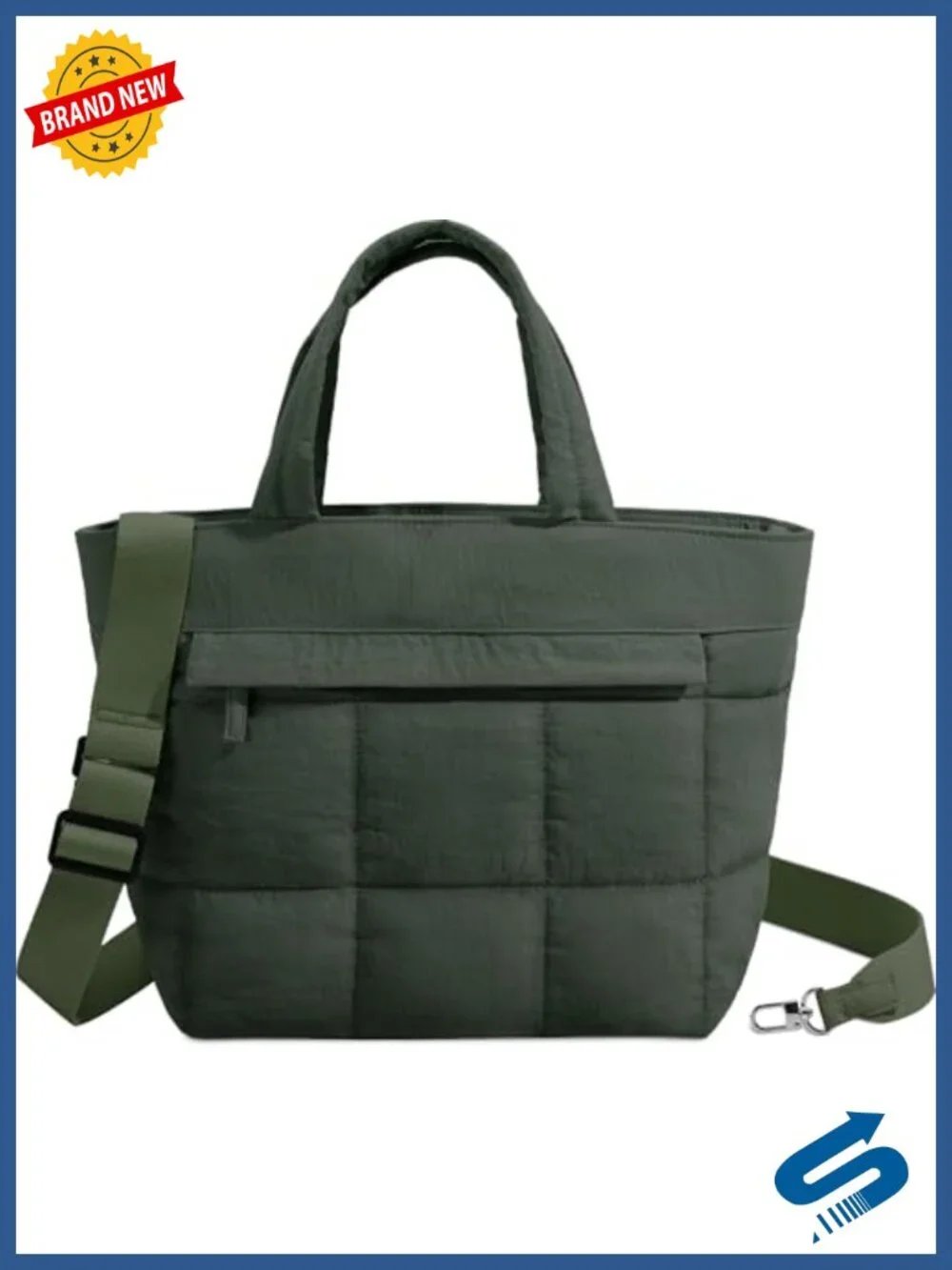 Women's Small Puffer Tote Bag, Lightweight Quilted Satchel Crossbody Handbag